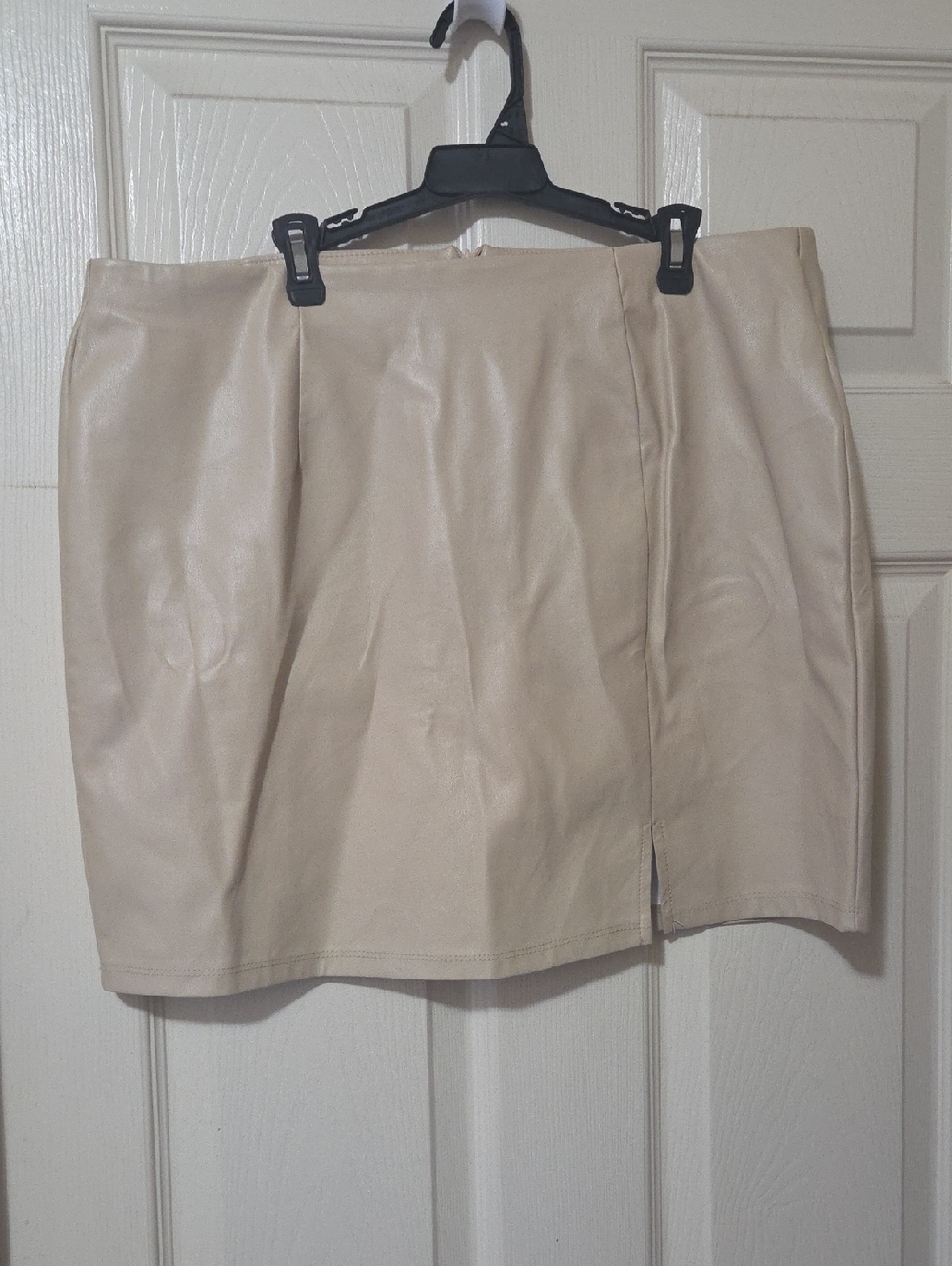 Faux Leather Cream Mini Skirt - Women's